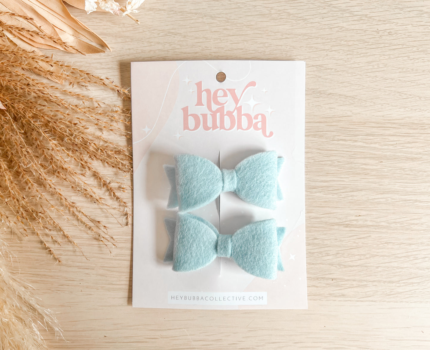 BARELY BLUE FELT MIDI BOWS