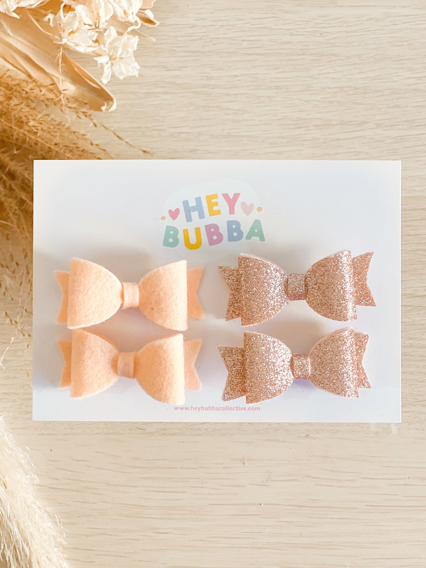 PEACH SPARKLE BITTY BOWS