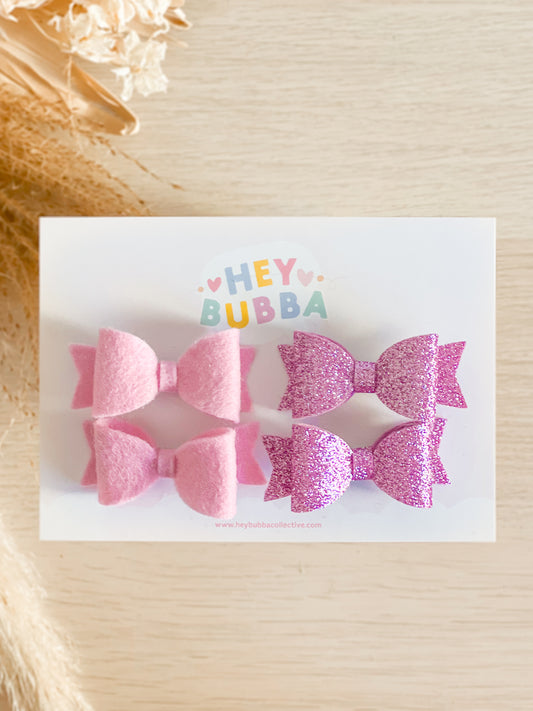 ROSE QUARTZ SPARKLE BITTY BOWS