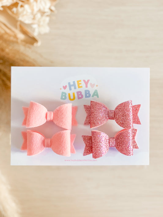 FRENCH PINK SPARKLE BITTY BOWS