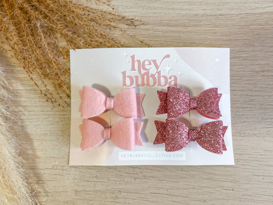 FRENCH PINK SPARKLE BITTY BOWS